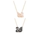 Swarovski Hollow Black/ Clear Crystal Swan Two Way Rose Gold Necklace Set 3