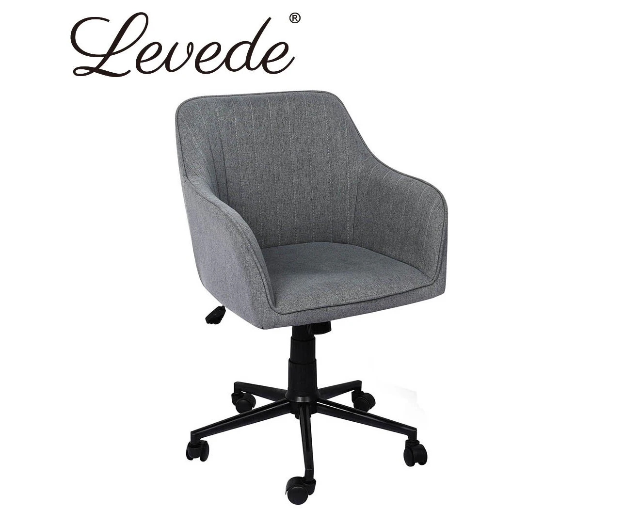 Levede Office Chair Fabric Computer Gaming Chairs Executive Adjustable Seat Grey