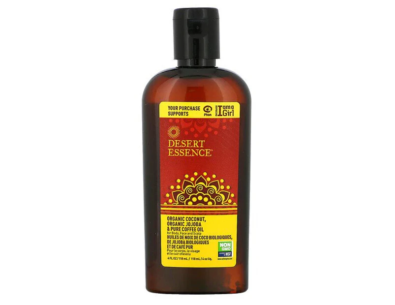 Desert Essence, Organic Coconut, Organic Jojoba & Pure Coffee Oil, 4 fl oz (118 ml)