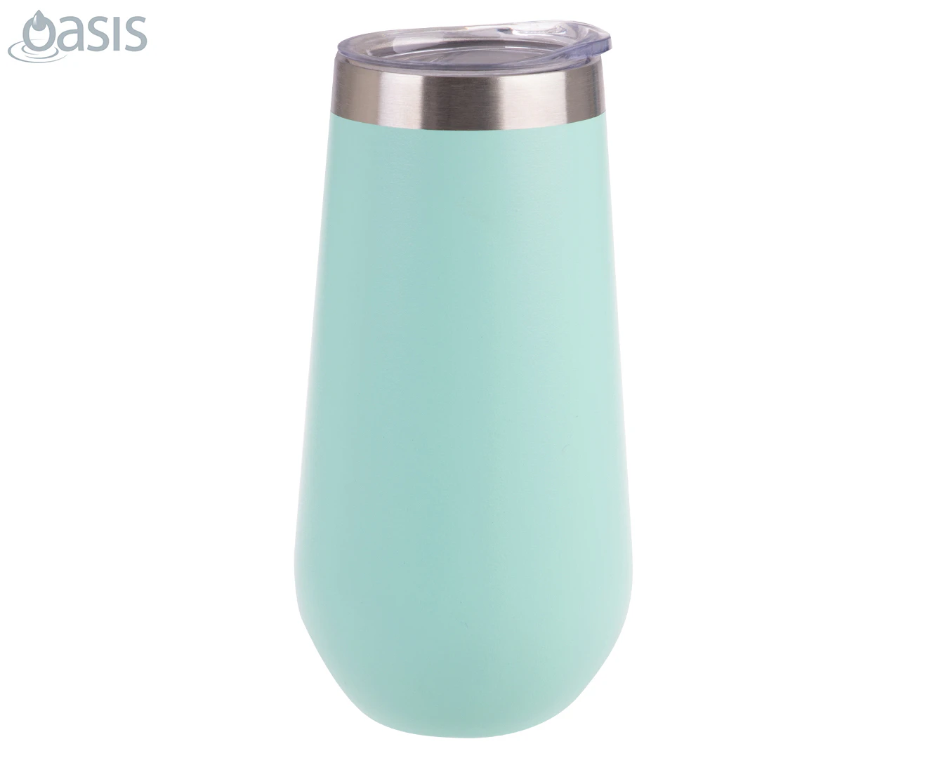 Oasis 180mL Double Wall Insulated Champagne Flute w/ Lid - Matte Mint