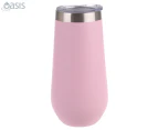 Oasis 180mL Double Wall Insulated Champagne Flute w/ Lid - Matte Carnation