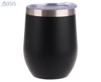 Oasis 330mL Double Wall Insulated Wine Tumbler w/ Lid - Matte Onyx