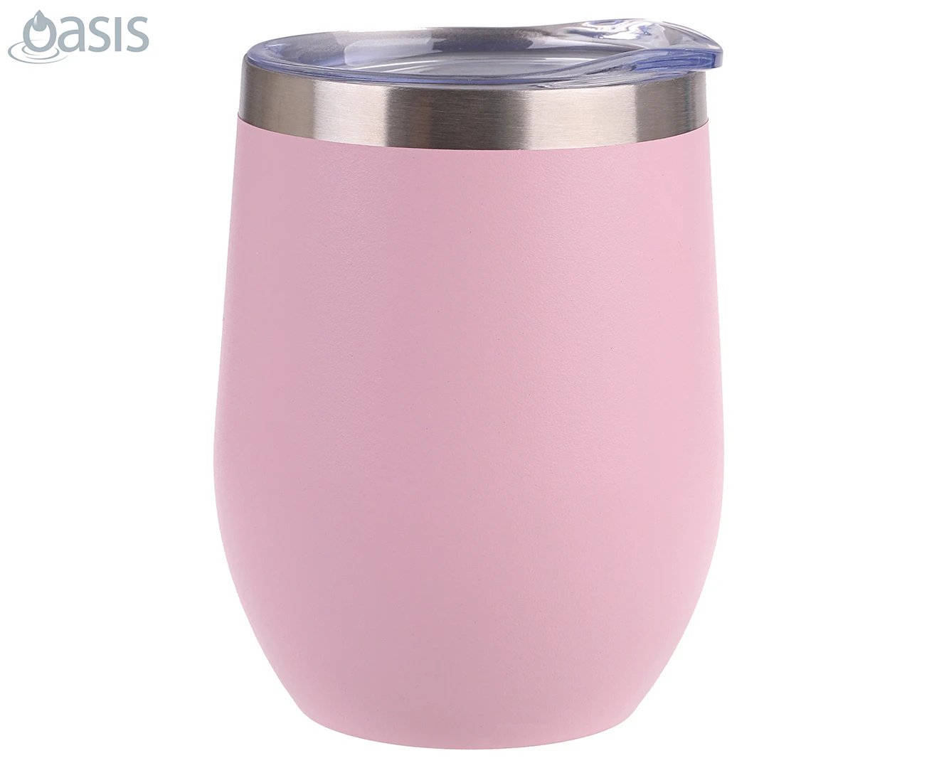 Oasis 330mL Double Wall Insulated Wine Tumbler w/ Lid - Matte Carnation