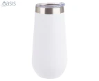 Oasis 180mL Double Wall Insulated Champagne Flute w/ Lid - Matte White
