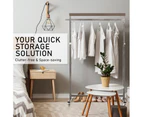 Meoktong Clothes Rack Coat Stand Hanging Adjustable Rollable Steel - Pearl Grey