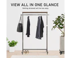 Meoktong Clothes Rack Coat Stand Hanging Adjustable Rollable Steel - Pearl Grey