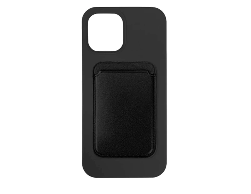 Cleanskin Silicone Case Cover w/Magnetic Card Holder for iPhone 13 Pro Max Black