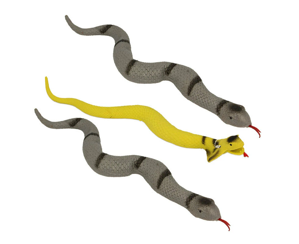 3x Stretchy Beanie Snakes 30cm Fun Animal Figures Play Toys Kids/Child 3y+ Asst