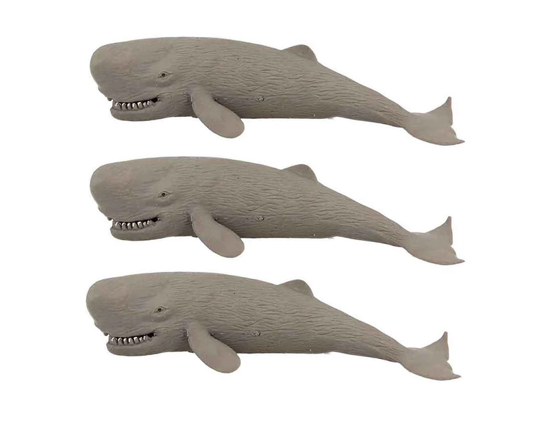 3x Fumfings Animal Stretchy Beanie Sperm Whale 17cm Soft Stretch Toys Child 3y+