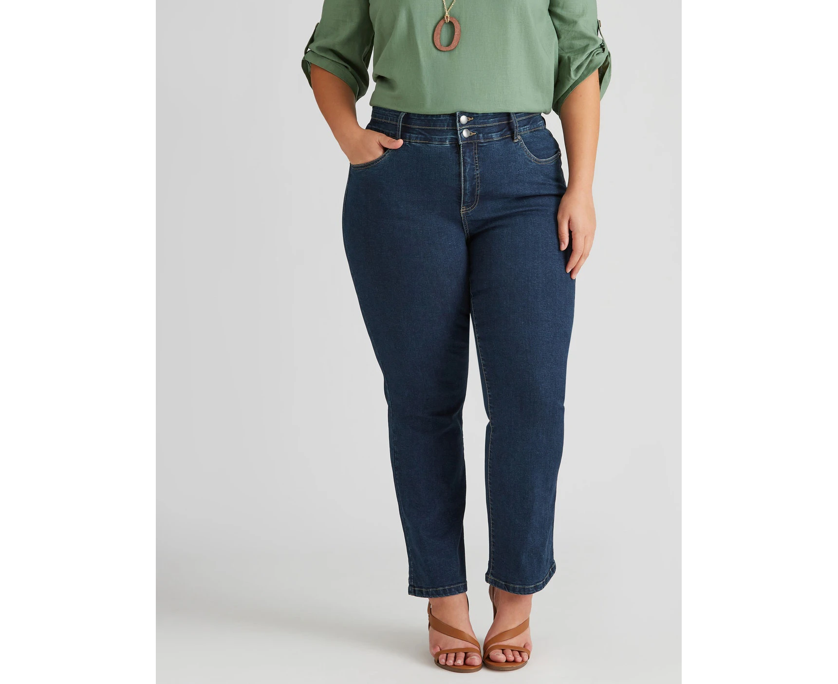 Autograph - Plus Size - Womens Jeans - Blue Bootleg - Denim - Cotton Pants - Elastane - Full length - Regular Trousers - Casual Fashion - Work Wear