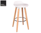 West Avenue Oslo Barstool - White/Natural/Silver