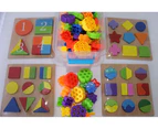 White Alpaca - 5 Piece Educational Gift Set Puzzles +Spiral Building Blocks+ Waterproof Backpack