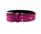 Hunter Premium Capri Leather Dog Collar, Small to Large Breeds - Raspberry/Black