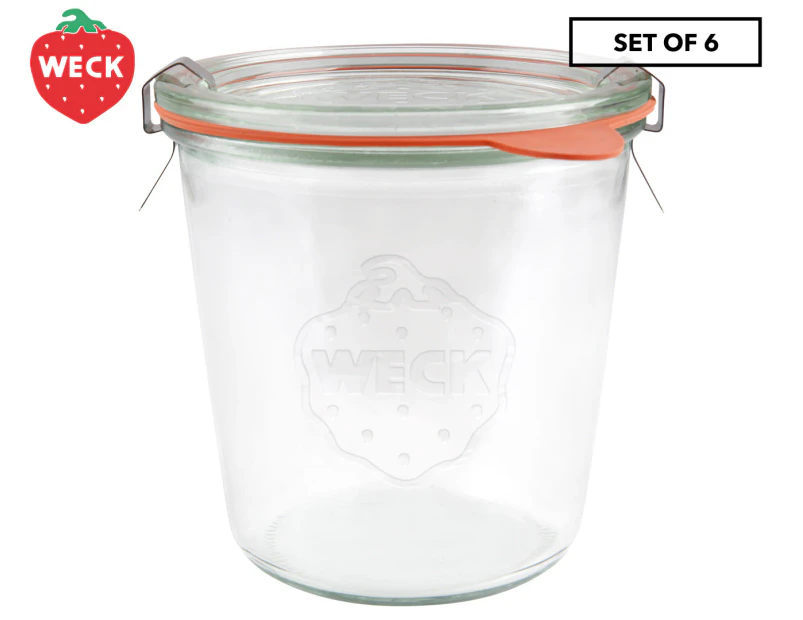 6 x Weck 580mL Glass Jar w/ Lid & Seal