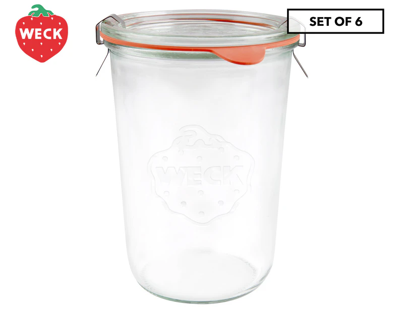 6 x Weck 850mL Glass Jar w/ Lid & Seal