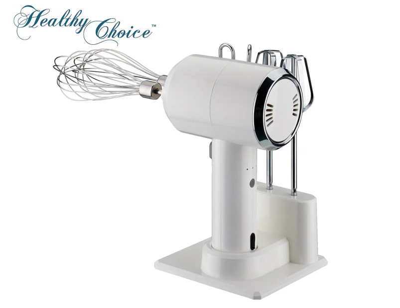 Healthy Choice Cordless Hand Mixer w/ Stand - White/Silver
