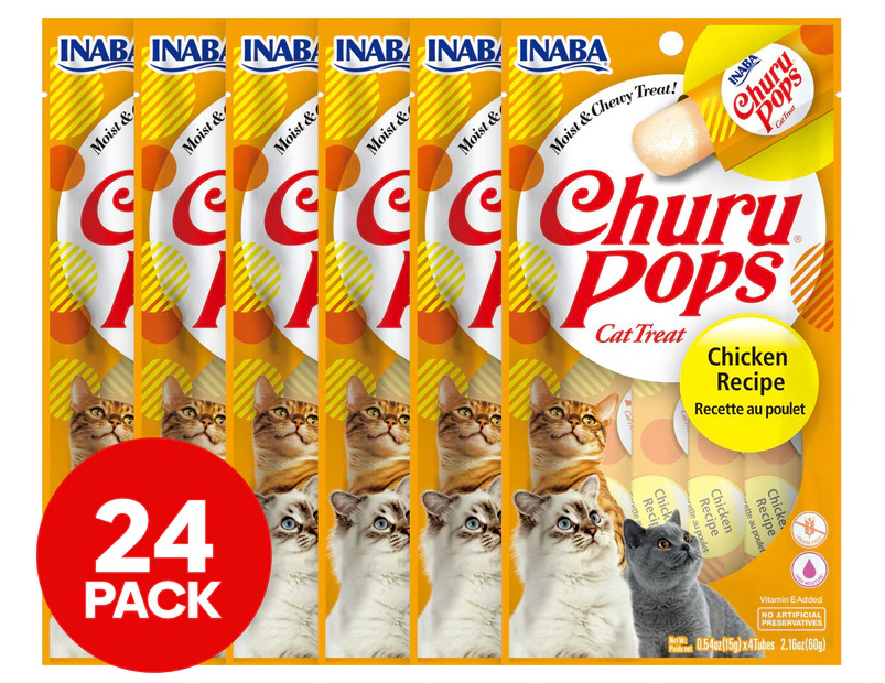 6 x 4pk Inaba Churu Pops Cat Treats Chicken 60g
