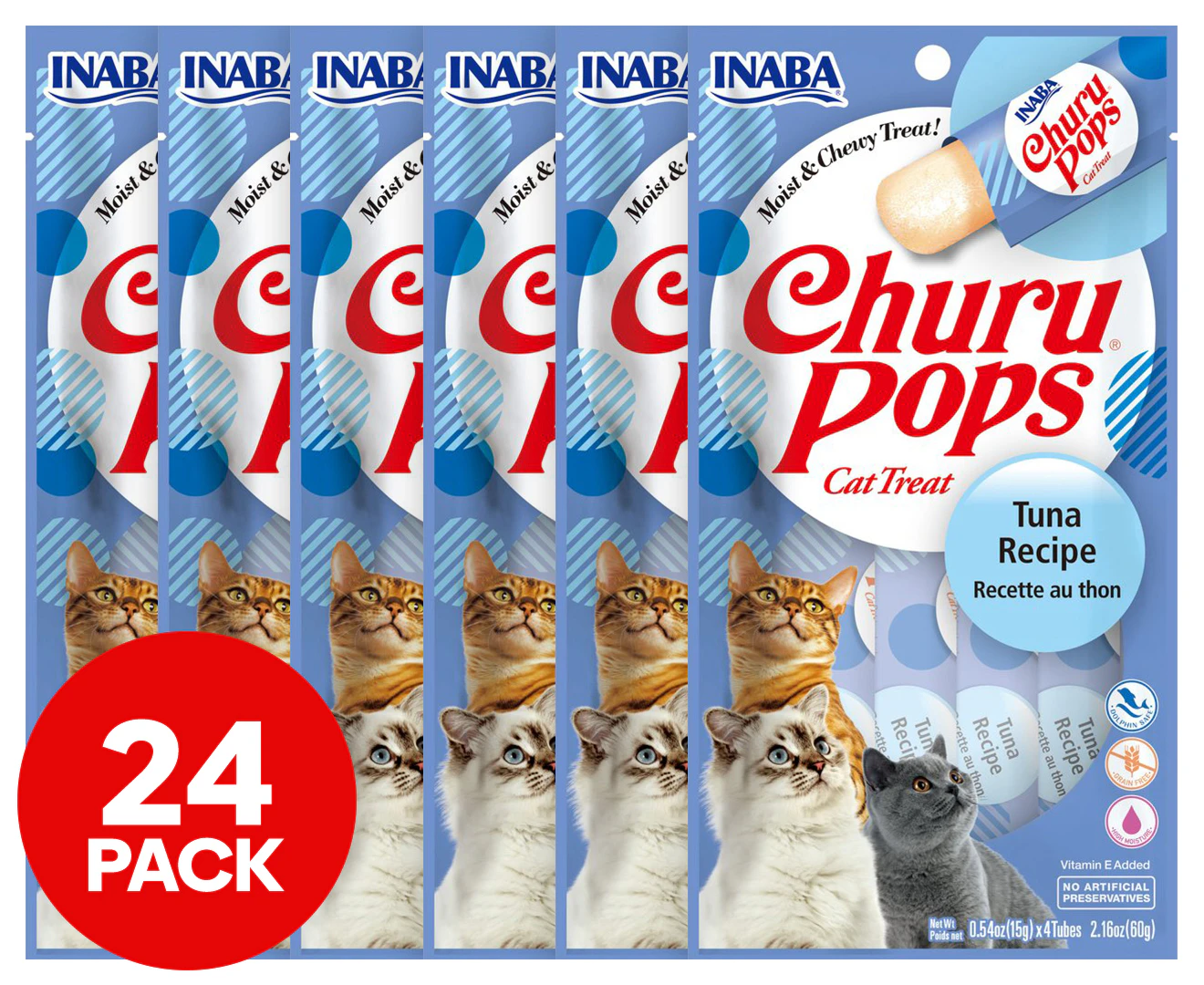 6x 4PK Inaba Churu Pops Tuna Recipe Pet Cat/Kitten Lickable Snack/Treats Tube