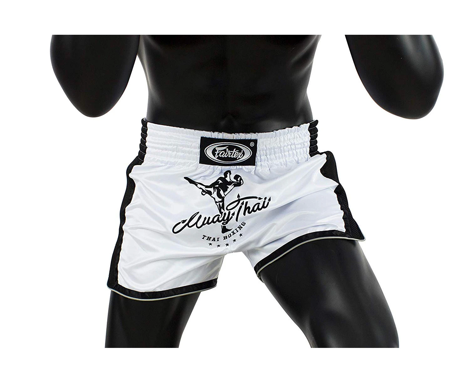 (Medium, White) - Fairtex Slim Cut Muay Thai Boxing Shorts