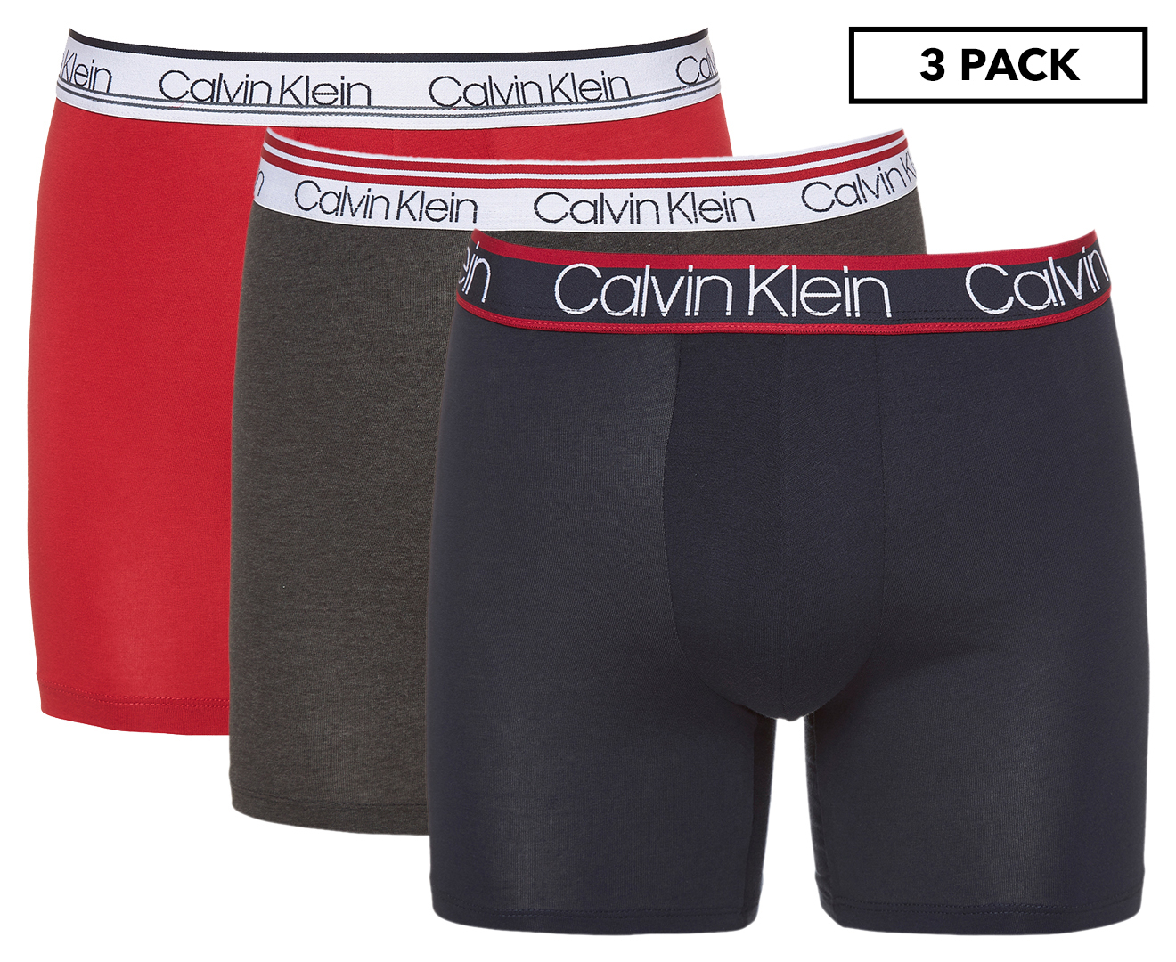 Calvin Klein Men's Variety Waistband Cotton Stretch Boxer Briefs 3-Pack ...