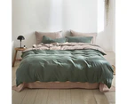 Cosy Club Bed Quilt Cover Set Cotton Queen Green Beige