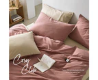 Cosy Club Quilt Cover Set Cotton Duvet King Red Beige