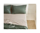 Cosy Club Cotton Bed Sheets Set Green Beige Cover Double
