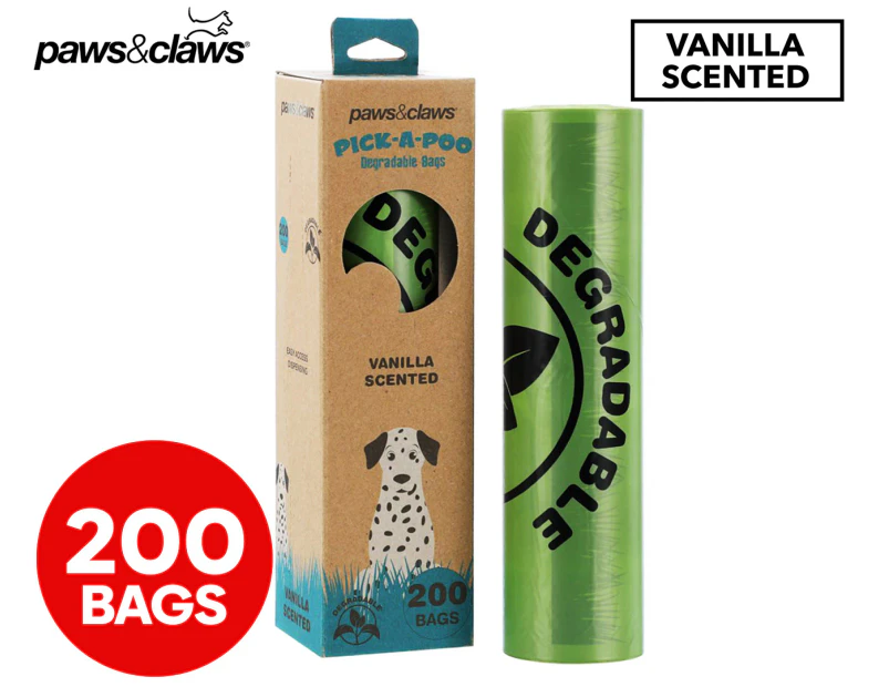 200pk Paws & Claws Pick-A-Poo Degradable Waste Bags w/ In-Box Dispenser Vanilla