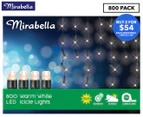 Mirabella 800 LED Solar Icicle Fairy Lights - Warm White