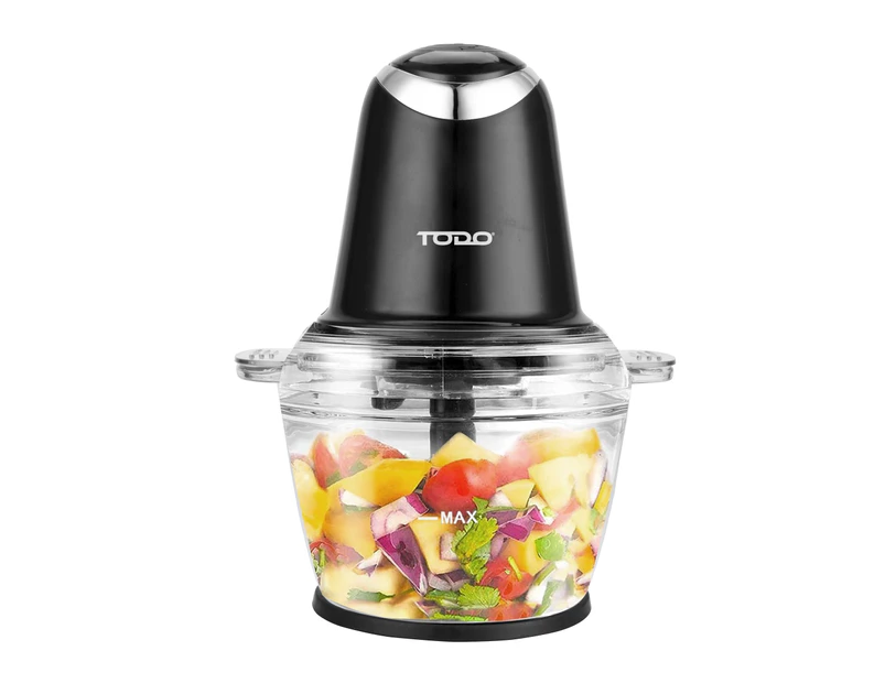 TODO 1L Food Chopper Processor Glass Bowl 2 Speed 200W Stainless Steel Blade
