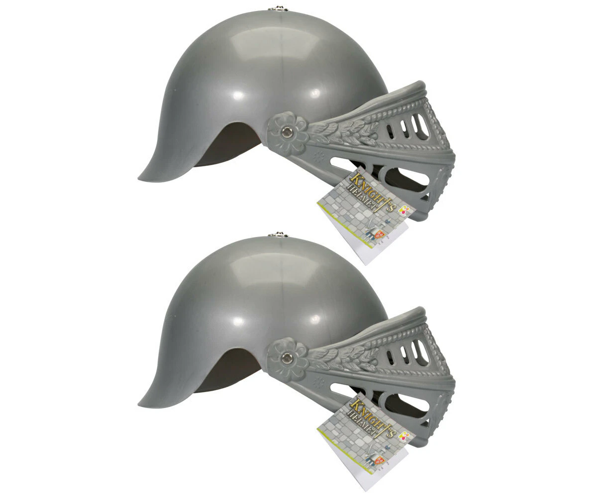 2x Role Play Knight Silver Helmet 20cm Costume Armor Props 3y+ Toddler/Children