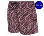 Happy Hour Men's Neon Fish Board Shorts - Black/Red/Blue