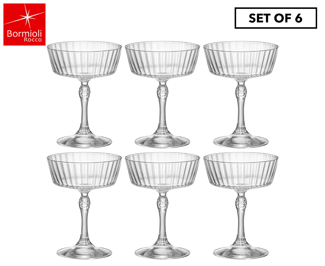 Bormioli Rocco America 20s Fizz Glasses 275mL Set of 6