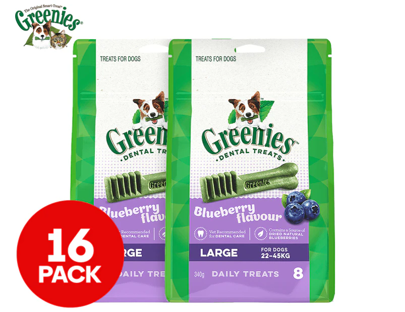 2 x Greenies Large Dental Treats Blueberry 340g