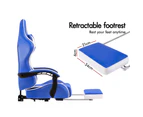 Gaming Chair Office Executive Racing Footrest Seat Leather Blue White