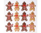 12Pcs Gingerbread Man Christmas Tree Hanging Pendants Xmas Decor - Camel + Brown Gingerbread Man