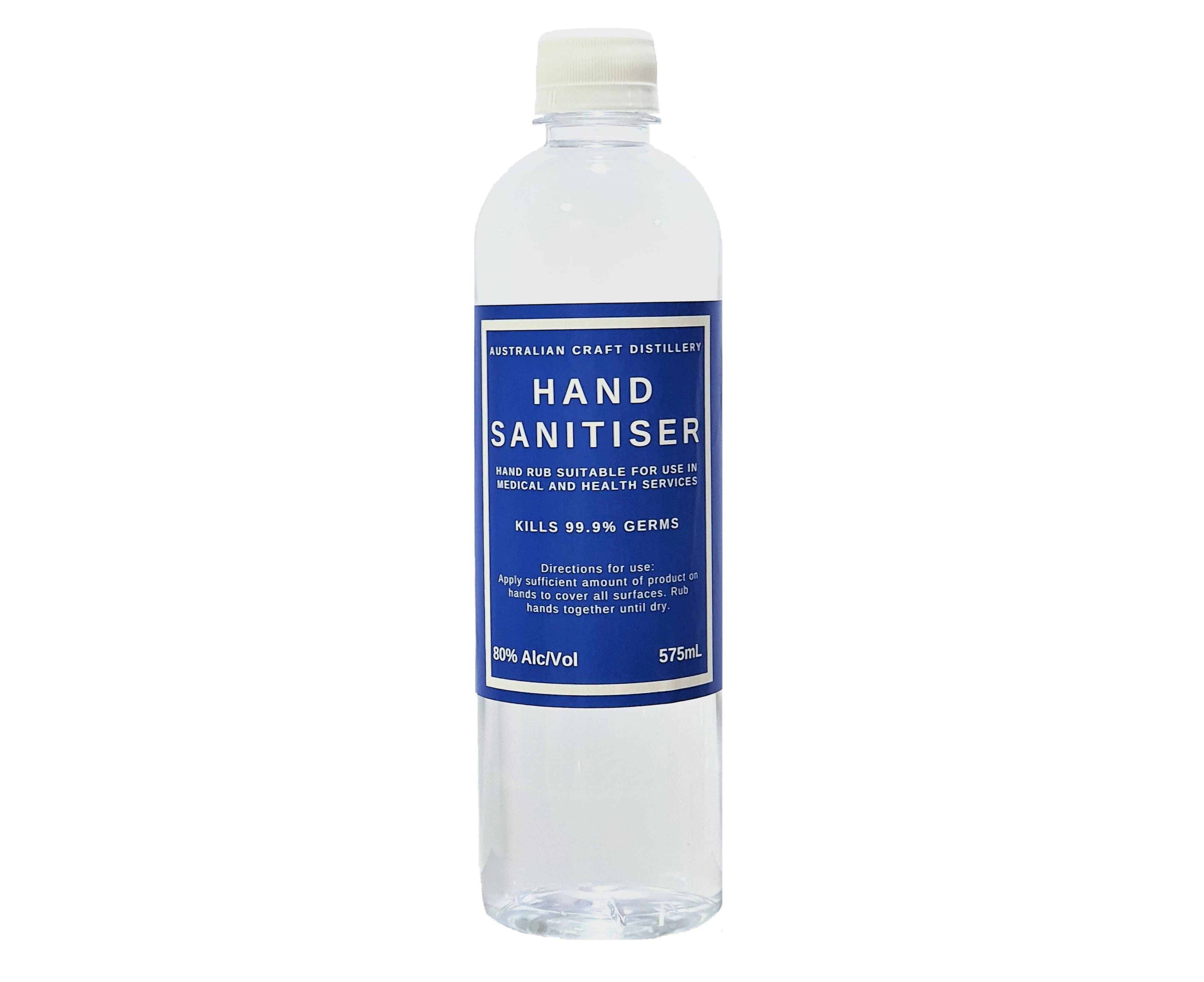 Hand Sanitiser 575mL - 80% Ethanol Made by Craft Whisky Distillery