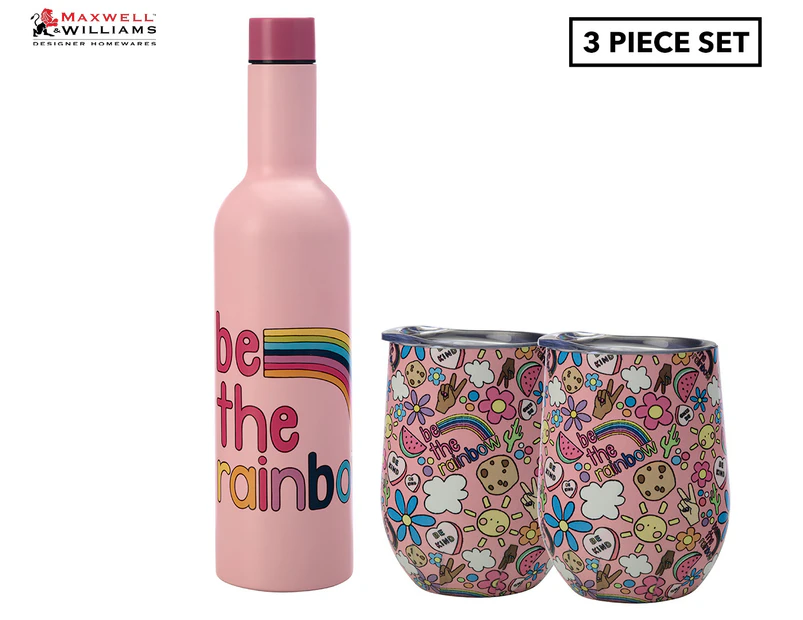 Maxwell & Williams 3-Piece Be Kind Insulated Wine Set - Be The Rainbow