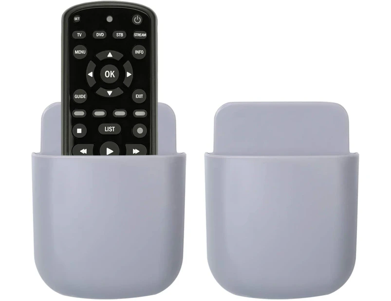 Universal Wall Mounted Storage Box TV Remote Control Holder Phone Storage Rack   Grey ( Set of 2