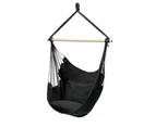 Youngly Black 130*100cm Garden Deluxe Hanging Hammock Chair Swing Outdoor/Indoor Camping With 2 Pillows + Stick