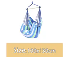 Youngly Blue+White 130*100cm Garden Deluxe Hanging Hammock Chair Swing Outdoor/Indoor Camping With 2 Pillows + Stick