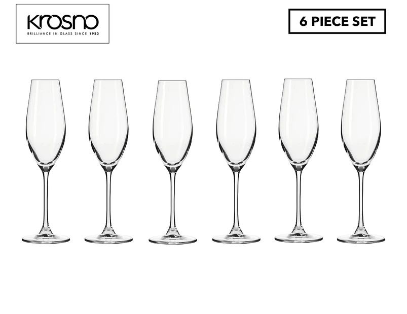 Set of 6 Krosno 210mL Splendour Champagne Flute Glasses