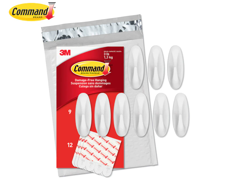 Command Medium Adhesive Designer Wall Hooks 9-Pack - White