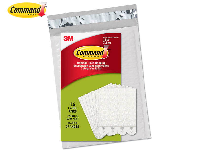 Command Large Adhesive Picture Hanging Double Strips 14-Pack - White