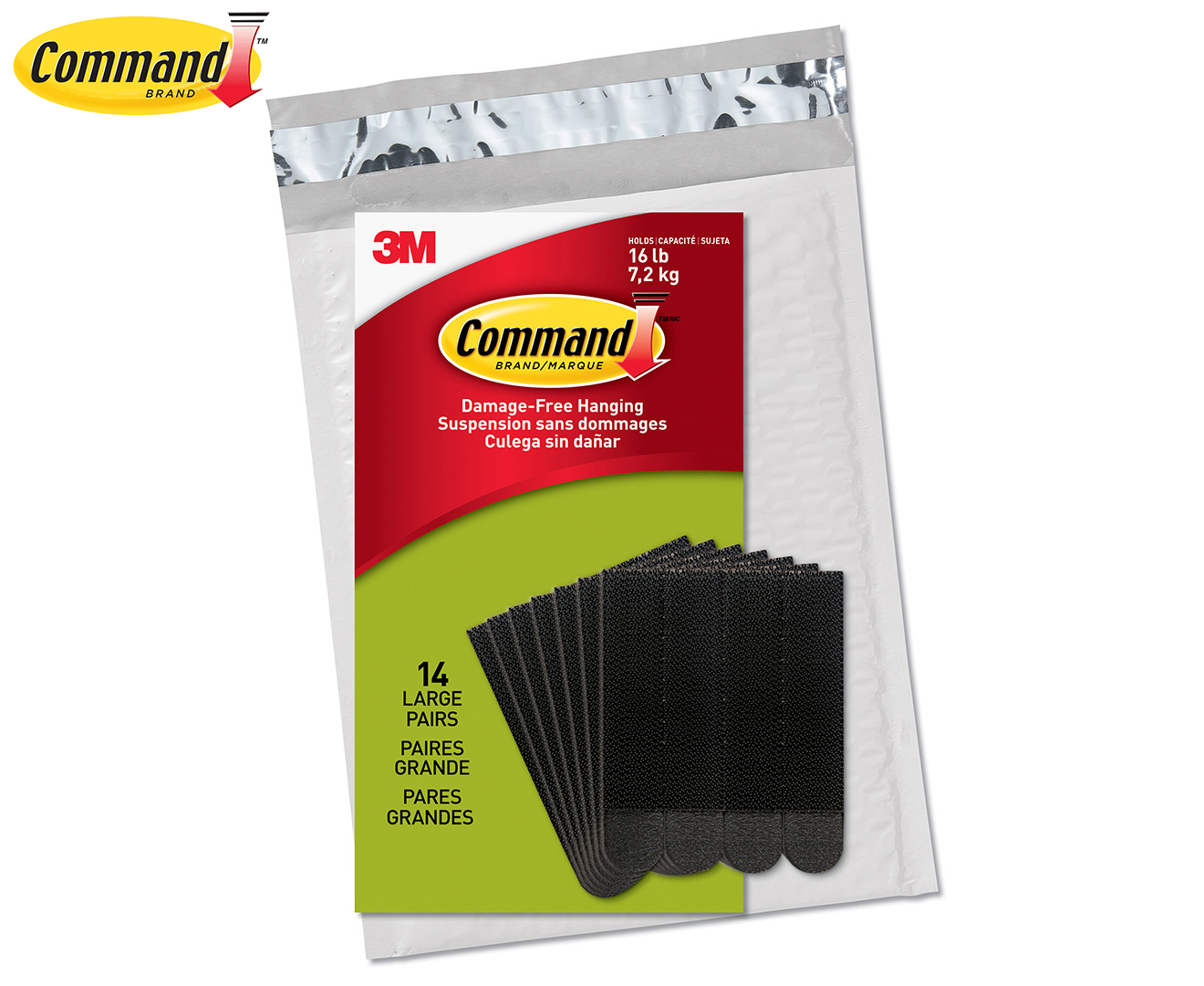 Command Large Adhesive Picture Hanging Double Strips 14-Pack - Black