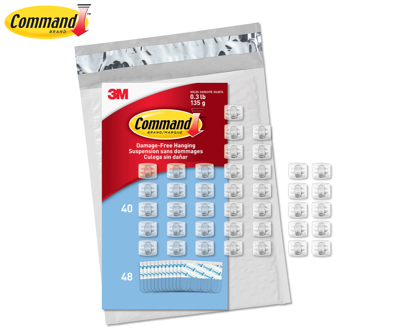 Command CL806-45NA Mini Light, 54 Strips (Easy to Open Packaging), 45 Clips, Clear