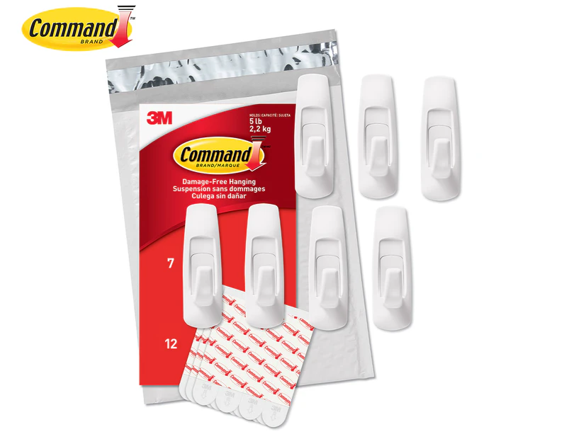 Command Large Adhesive Hooks 7-Pack - White