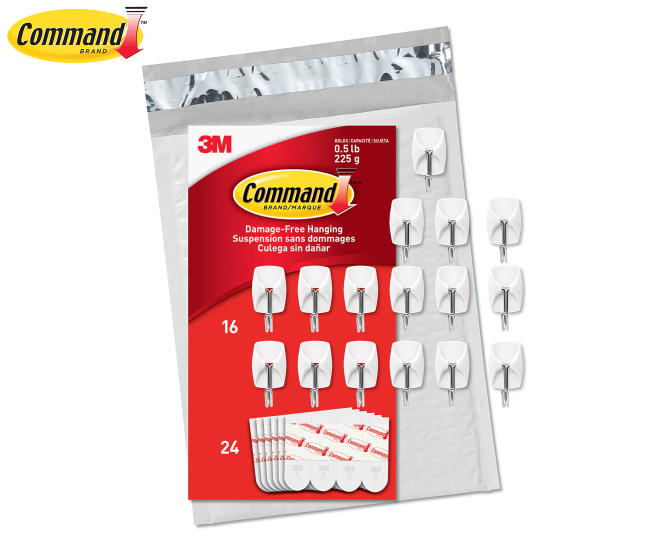 Command Small Wire Value Pack, 16 Hooks and 24 Strips, GP067-16NA