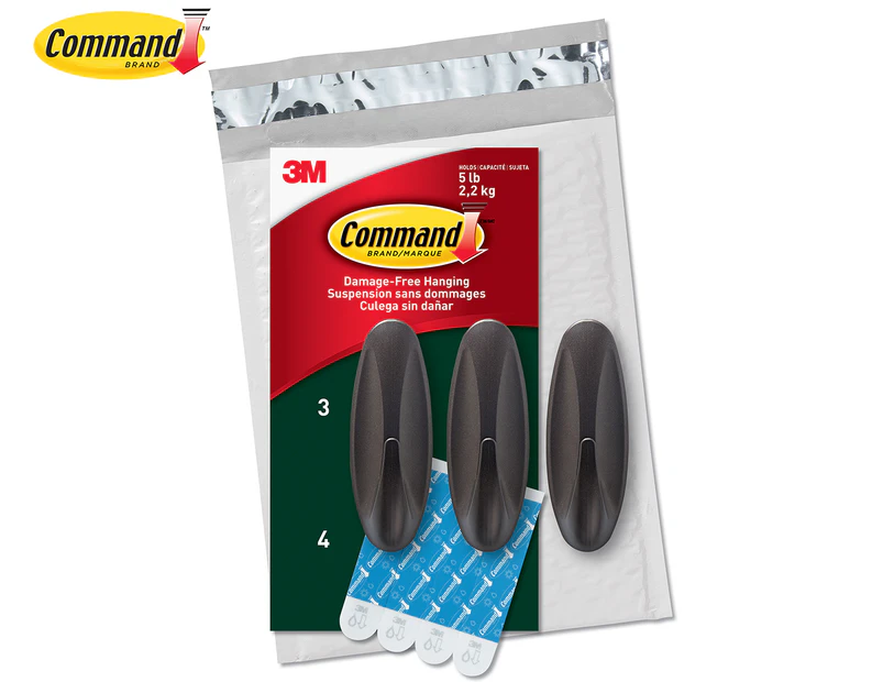Command Large Adhesive Outdoor Metallic Hooks 3-Pack - Bronze