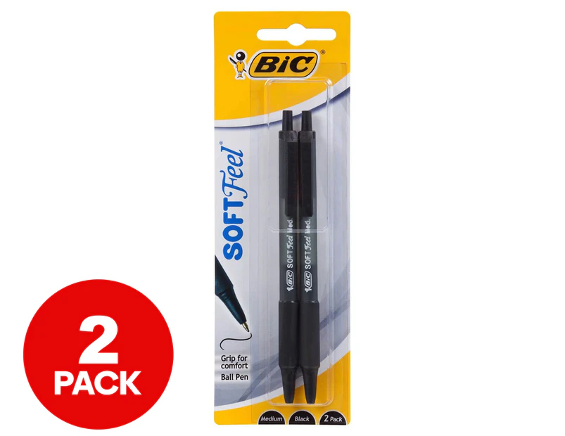 BiC Soft Feel Retractable Pens 2-Pack - Black